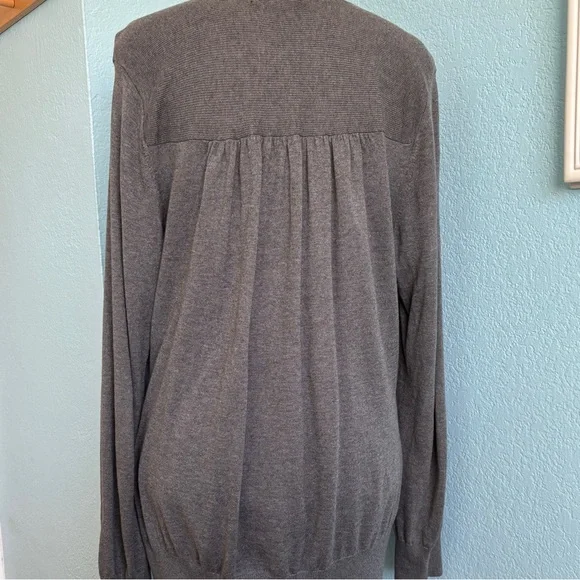 Banana Republic Gray Tie-Front Deep V Sweater Sz. XL (1) - Picture 8 of 11